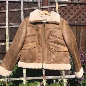 Lucky Brand Men’s Large Faux Fur Lined Faux Leather Jacket